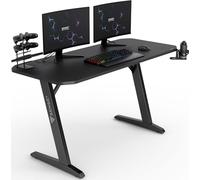SENSE7 Scrivania Nomad Basic, tavolo gaming 140x60 con gancio per cuffie, porta bevande, supporto controller e superficie in fibra di carbonio, Ergonomico e ideale per il gaming