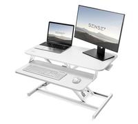 SENSE7 scrivania regolabile Desk Converter, supporto per laptop per home office, altezza regolabile, portata 13kg, postazione di lavoro in piedi, 81x40 cm, scrivania con ripiano tastiera, bianco