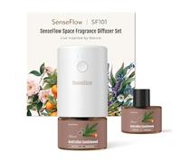 SenseFlow Diffusore di Oli Essenziali SF101 Pro - Ultrasuoni Senza Acqua Profumatore per Ambienti, 100% Vegetale, Aroma 120 Giorni, LED, Ideale per Casa, Hotel e Studi - Sandalo Australiano