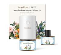 SenseFlow Diffusore di Oli Essenziali SF101 Pro - Ultrasuoni Senza Acqua Profumatore per Ambienti, 100% Vegetale, Aroma 120 Giorni, LED, Ideale per Casa, Hotel e Studio - Citrus Grove & Spiced Lotus