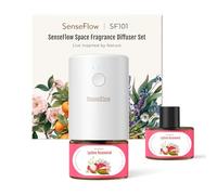 SenseFlow Diffusore di Oli Essenziali SF101 - Ultrasuoni Senza Acqua Profumatore per Ambienti, 100% Vegetale, Aroma 120 Giorni, LED, Ideale per Casa, Hotel e Studio - Legno di Rosa e Litchi