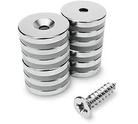 Sensei 12 pezzi Magnete con foro svasato al neodimio 20x3 mm con foro per vite, capacità di carico di 4,5 kg + 12 viti incluse nella confezione