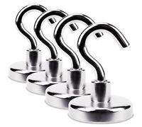 Sensei 4 pezzi Magnete al neodimio con gancio Ø32 x H45 mm, magneti a gancio extra forti capacità di carico 24 kg