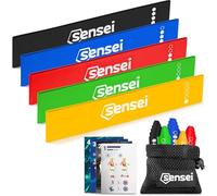 SENSEI® Elastici Fitness Set - 5 Bande di Resistenza in Lattice Naturale con Diversi Livelli per Allenamento, Fitness e Pilates - Multicolore