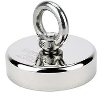 SENSEI® Magnete al Neodimio Potente - 200 kg di Forza, Ø 70 mm - Super Forte Calamita con Dado ad Occhiello da Pesca Magnetica, Uso Industriale, Casa, Officina e Sollevamento