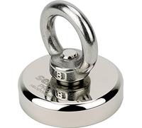 SENSEI® Magnete al Neodimio Potente - 80 kg di Forza, Ø 48 mm - Super Forte Calamita con Dado ad Occhiello da Pesca Magnetica, Uso Industriale, Casa, Officina e Sollevamento