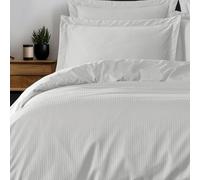 Sensei Maison - Copripiumino reversibile a righe in raso di cotone VERSALUXE, 240 x 220 cm, colore: Bianco