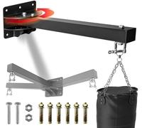 Senshi Japan Staffa da parete per sacco da boxe con barra per trazioni, design monopezzo, può contenere fino a 500 kg, gancio per sacco da boxe per esterni e palestre da boxe (staffa girevole per