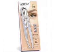 Sensica Pinzette Sopracciglia con Luce LED Professionali - Pinzette di Alta Precisione a Punta Obliqua in Acciaio Inox, Pinzette Luminose per Peli Incarniti e Viso, Idea Regalo Donna