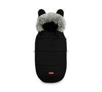 SENSILLO Sierra Footmuffer per passeggino - Sacco a pelo caldo e impermeabile per passeggino e slitta - Fodera in pile, peluche staccabile - Design elegante con copriorecchie - Nero