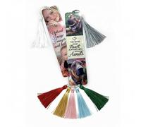 SENSING Segnalibro Personalizzato con Foto e Nome, in Metallo con Nappa Elegante per Lettori per Compleanni e Natale, 15.3x3.8 cm