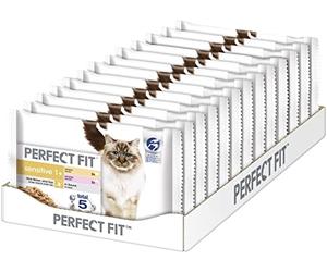 Sensitive 1+ cibo umido per gatti con salmone e pollo in salsa - cibo umido per gatti 13 x 4 sacchetti da 85 g