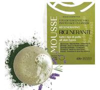 Senso Naturale Mousse Detergente Viso Solido Rigenerante per Pelle Normale e Mista, Sapone Struccante Delicato con Argilla Verde, Spirulina, Oli Essenziali e Vitamina E, 100% Naturale e Biologico