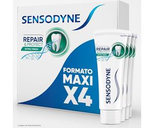 Sensodyne Repair & Protect Extra Fresh dentifricio, sollievo per denti sensibili, protezione duratura contro la sensibilità dentale, confezione da 4 x 75 ml