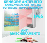 Sensore ALLARME ANTIFURTO dual PIR e MW IP65 da esterno ed interno PET Immune
