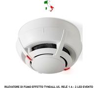 SENSORE DI FUMO EFFETTO TYNDALL ALIMEN. 12/24 VCC USCITA RELÈ CONTATTO 1 A 2 LED