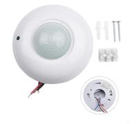 Sensore di movimento a infrarossi, interruttore a soffitto, sensore a 360°, intervallo di rilevamento di 6 m, ritardo di tempo 2-7 minuti, regolabile, 110-240 V, interruttore della luce a risparmio