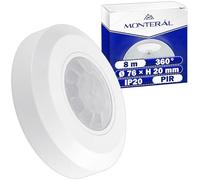 Sensore di Movimento per Luci Automatico 360° IP20 | Sensore Movimento Luci Interna con Raggio D'azione di 8 m - Colore Bianco - Garanzia di 10 Anni - MONTERAL