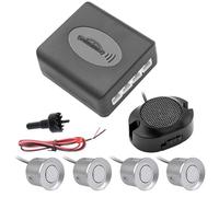 Sensore Di Parcheggio Sensor 4 Sensori Cicalino 22mm Kit Sensore Parcheggio Auto Retromarcia Radar Allarme Sonoro Indicatore Rilevatore 12V Bumper Rear Per Sensore(Argento)