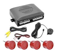 Sensore Di Parcheggio Sensor CVBS Video Parking 4 Sensori Retromarcia Backup Cicalino Posteriore Radar Monitor Supporto Visualizzazione Immagine Bumper Rear Per Sensore(Rosso)