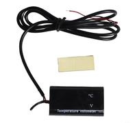 Sensore di temperatura digitale a LED, voltmetro DC 8-18 V, IPX6, impermeabile, doppio display, 0,28 pollici, misuratore a due fili, per auto, per moto, monitoraggio della batteria, blu (rosso)