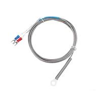Sensore di temperatura tipo K, 2 m, testa ad anello in acciaio inox | Robusta rete metallica, design impermeabile, ideale per ambienti di prova umidi, lunghezza del cavo da 1 m, finitura argento