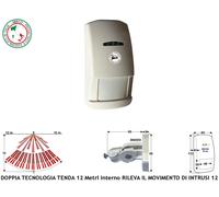 Sensore Doppia Tecnologia Interno 12V 15 MT Per Antifurto Rileva Intrusi Allarme