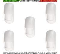 Sensore Infrarosso 5 Pz Rileva Movimento Allarme UNISAT Wireless 868MHz Antifurt
