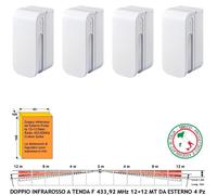 Sensore Infrarosso Allarme Esterno 2 Pz Rilevano Intrusi Radio LysaGSM Due Tende