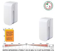 Sensore Infrarosso Dual Tenda Allarme Esterno 2 Pz Rileva Inttrusi Radio LysaGSM