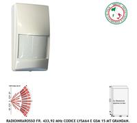Sensore Infrarosso Radio 433 Pir 40VR Rileva Movimento Intrusi Antifurto LysaGSM