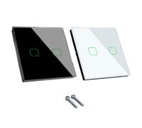 Maclean MCE716W Interruttore Touch, singolo, SMART compatibile con Tuya APP, vetro, bianco con illuminazione a pulsante singolo quadrato, 86x86 mm