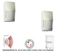 Sensore Intrusi Antifurto 2 Pir 40VR Radio F. 433,92MHz Rileva Movimento LysaGSM