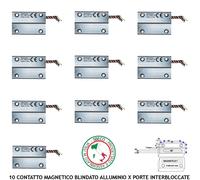 Sensore Magnetico Allarme Per Porta Interbloccata 10 Pz Con Reed Scambio C.NC.NA