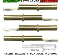 Sensore Magnetico Antifurto 4 Contatti Sigaretta NC Ottone Incasso Allarme Porte