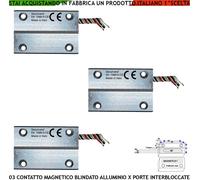 Sensore Magnetico Antifurto Porta Interbloccata 3 Pz Contat Reed Scambio C.NC.NA