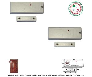 Sensore Magnetico Vibratore Radio 433,92 MHz 2 Pz CM20VR Secur-LysaGSM Antifurto