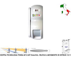 Sensore Movimento 8/12 MT Doppia Tecnologia Rileva Ignoti Ester/Intern Antifurto