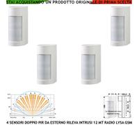 Sensore Movimento Dual Infrared 90° da Esterno 4 Pezzi x Allarme Radio Lysa GSM