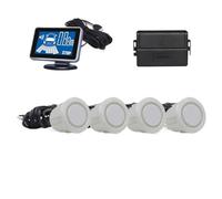 Sensore parcheggio Sistemi Sensori Parcheggio Auto Radar Retromarcia 4 Sensori Parcheggio Kit Parktronic Per Garage Rilevamento Della Distanza Cicalino Avviso Sensori Geomagnetici Auto(White)