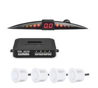Sensore PDC Kit Sensori Di Parcheggio Da 12 V Per Auto Monitor Angoli Ciechi Display LCD 22 Mm Monitoraggio Radar Retromarcia E Backup Con Segnale Acustico 4(White)