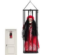 Sensore Prisoner Ghost Ornament | Figura della gabbia animata con luci di rilevamento del movimento | PROPRITÀ SMARY, decorazione di rilevamento infestato, caratteristica lampeggiante, soggiorno, Hall