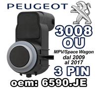 SENSORE Radar Parcheggio Ultrasonico PEUGEOT 3008 MPV/SPACE WAGON 3 PIN 6590.JE