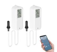 Sensore Temperatura Wifi, Igrometro Digitale Interno ed Esterno con Sonda Esterna, Termometro Frigorifero Meter App Monitor, Baby Room Termometro per Frigorifero, Acquario, 2 Pack con Schermo
