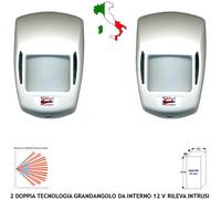 Sensori 2 Doppie Tecnologie Interno 12V 15 MT x Antifurto Rileva Intrusi Allarme