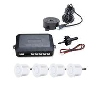 Sensori massa aria per auto Kit sensori di parcheggio per auto da 12 V e 22 mm, 4 universali, cicalino, radar retromarcia, allarme sonoro, indicatore(White)
