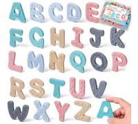 Sensoriali Lettere Magnetiche in Silicone per Bambini 3+ Anni, Gioco ABC | 26 lettere maiuscole morbide e testurizzate con magneti integrati, ideali per imparare l'alfabeto e formare parole.