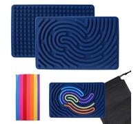 Sensorik Activity Board in silicone, sensoriale, Activity Board ard, Montessori, giocattolo double face, con 20 corde e borsa da viaggio, lenitivo ADHD Autismo giocattolo per bambini, blu scuro