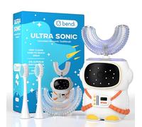 Sensory 360 - Spazzolino elettrico rotondo a forma di U, design astronauta, per bambini dai 2 ai 7 anni, funzione di memoria automatica, 5 modalità di spazzolino, con testine multiple, accessori da