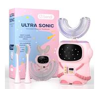 Sensory 360 - Spazzolino elettrico rotondo a forma di U, design astronauta, per bambini dai 2 ai 7 anni, funzione di memoria automatica, 5 modalità di spazzolino, con testine multiple, accessori da